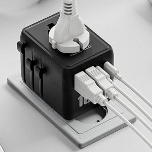 여행용 멀티어댑터 블랙 초고속 100W 해외 멀티탭 4구 파우치증정 콘센트 일본 태국 중국