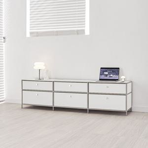 국내생산 엘리아 1800 2단 모듈 철제 미드센츄리 서랍형 와이드 수납장 티비다이