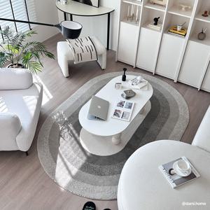 오블리크 오벌 그레이 단모 거실 대형 러그 타원 카페트 3size