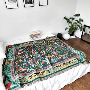 다크그린 오리엔탈 아트 블랭킷 코튼 소파커버/러그/블랭킷/담요