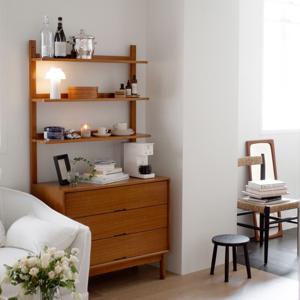 [쿠폰가 279,000원] 토스트 900 3단 와이드 수납장 오크 원목 서랍장 홈카페장