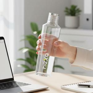 미르 헥사 눈금있는 트라이탄 휴대용 물통 800ml RUN 러닝 운동 스포츠 투명 물병