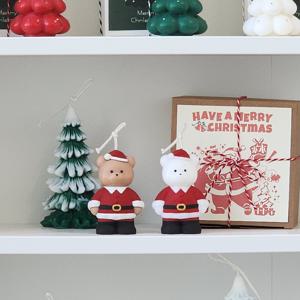 산타 곰돌이 캔들 크리스마스 트리 조명 인테리어 소품