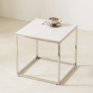 로비안 스텐 실버 사각 듀얼 포세린 세라믹 거실 소파 테이블 S 협탁