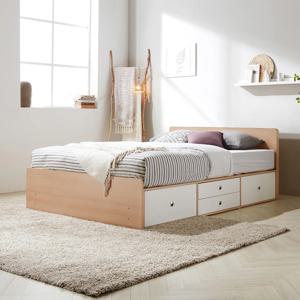 스토르 2단 깊은서랍 슈퍼싱글 수납침대 (편백황토숯 매트포함) 3colors