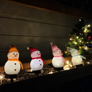 스노우맨 태양광 조명 태양열 LED 눈사람 정원등 크리스마스 화단 인테리어 4컬러 세트