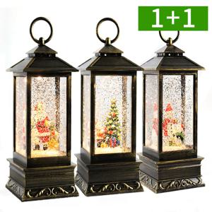 1+1 크리스마스 오르골 워터볼 스노우볼 캐롤+반짝이날림 LED 랜턴 장식 소품 무드등