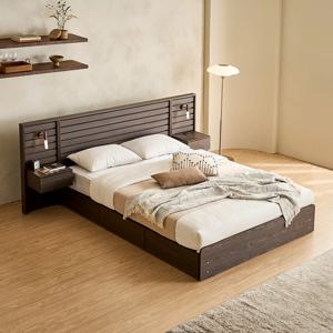 글랜 몰딩헤드 LED 호텔 침대 서랍 수납형 프레임 SS/Q