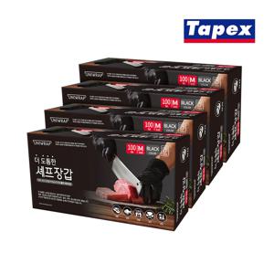 더 도톰한 니트릴 셰프장갑 100매(블랙) 중 X 4개