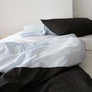 Half 이불커버 Charcoal and Baby Blue