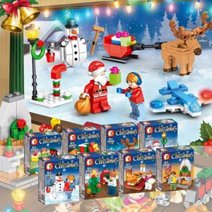 크리스마스 이브 8종 블럭 세트 산타 트리 루돌프 눈사람 파티 블록 선물