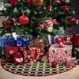 빈테르핀트 크리스마스 트리매트 러그 체크 멀티컬러 100cm