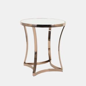 은빛 협탁 침실옆테이블 거실사이드테이블 티테이블 소파옆협탁 로즈골드도금 철재 백색유리 침실