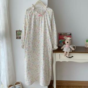 수채화 멜로디 젤리피쉬 해파리 순면 긴팔 프릴 잠옷 원피스 1color