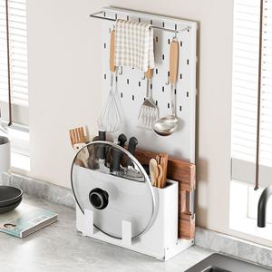 [해외] 북유럽 모던 다용도 타공판 칼꽂이 싱크대 스탠드 칼집 칼블럭 수저통 도마거치대