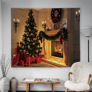 크리스마스 트리 벽 패브릭 포스터 벽트리 리스 장식 감성 인테리어 대형 벽난로 그림 소품