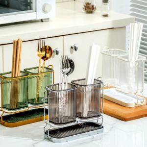 모던 플라스틱 수저통 2구 물빠짐 도자기 스텐 수저케이스 예쁜 인테리어 디자인