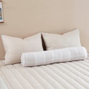 허그미  순면 바디필로우 원통형  B 퓨어체크 (오트베이지)