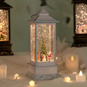 크리스마스 화이트 산타 회전 오르골 오너먼트 인테리어 소품