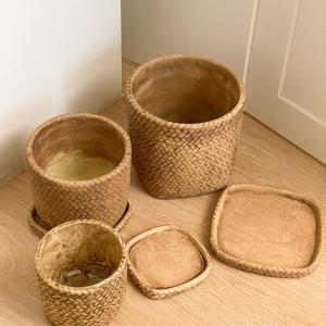 라탄 무늬 토기 화분