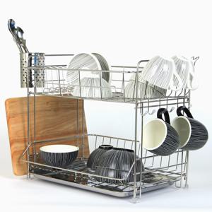 대용량 2단 스텐 접시 그릇 수저 도마 식기 건조대