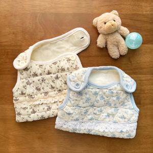 강아지 수면조끼 잔꽃누빔 실내복 올인원 겨울옷 조끼 소라 XS