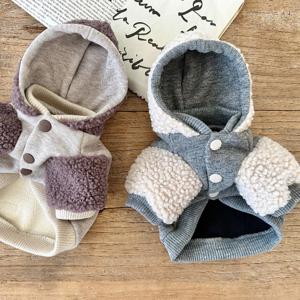 강아지 후리스 덤블 기모 후드 점퍼 아우터 따뜻한 겨울옷 S