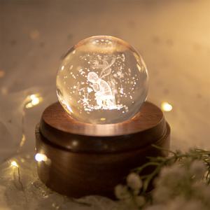 크리스탈 원목 오르골 무드등 02. 어린왕자와 장미(하울의 움직이는 성 OST)