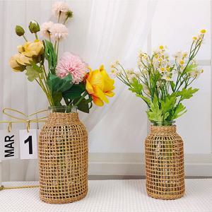 라탄 여름 감성 인테리어 빈티지 화병 유리 꽃병 2sizes