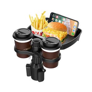 차량용 컵홀더 멀티수납 2단 음료수꽂이 플라스틱 앞좌석 회전 휴대폰거치대 컵홀더 트레이