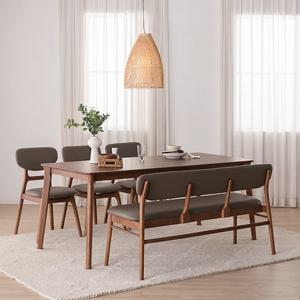 엘로이 6인용 고무나무 원목 식탁 세트