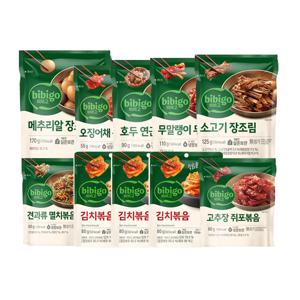 비비고 밑반찬 (오징어채+멸치볶음+무말랭이+메추리알+소고기+연근+쥐포볶음+김치볶음3)10개