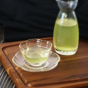 마시피렌체 꽃잎 찻잔받침 4P세트 고급 잔받침 앞접시 유리그릇 꽃잎그릇 찬기 투명