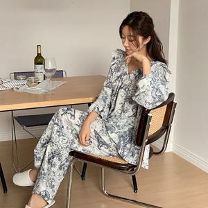 우먼 긴팔+긴바지 나염 파자마 잠옷세트