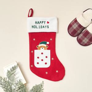 크리스마스 베어 도트 장식용 양말