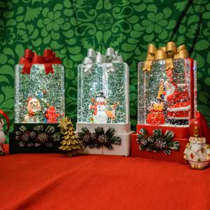 크리스마스 리본 선물상자 오르골 워터볼 강아지 눈사람 산타 선물 LED 오브제