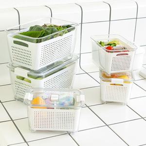 화이트 칸막이 식재료 보관용기 야채 채소 밀폐용기 채반 두부 대파 상추 보관
