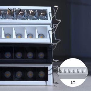 삼색변환 6구 10W 슬림 멀티 다운라이트 사각 멀티 매입등 플리커프리