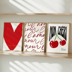 일러스트 글귀 그림 인테리어 액자 로맨틱하트 아무르 몬체리 3종 세트