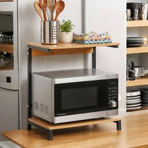 주방 상부장 선반 2단 원목 전자레인지 수납장 밥솥 에어프라이어 받침대 싱크대 틈새 정리대