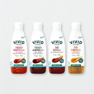 비비드키친 저당/저칼로리 소스 4종 4개 골라담기(양념치킨,숯불매콤,치폴레,마라)