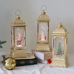 메리크리스마스 골드 직사각 워터볼 오르골 3type