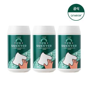 온예록 올인원 청소 세정 롤티슈 45매 3개 언센티드(무향)
