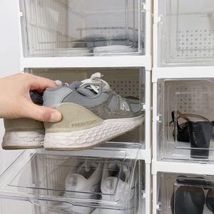 투명 접이식 신발장 현관 정리 신발 보관함 슈박스 폴딩 정리함 1/3단