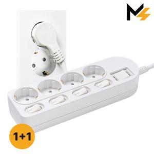 1+1 슬림플러그 국산 개별 과부하차단 4구 멀티탭 납작 플러그 45cm/1.5m/3m