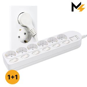 1+1 슬림플러그 국산 개별 과부하차단 6구 멀티탭 납작플러그 45cm/1.5m/3m/5m