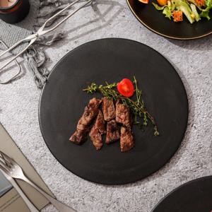 금테X 매트블랙 스톤 고급 스테이크 접시 원형 중 10인치 플랫접시