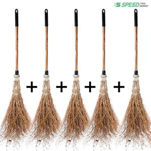 강화목 대나무 빗자루 5개 셋트 분리형 싸리비 길이조절 나무자루 낙엽청소 마당비