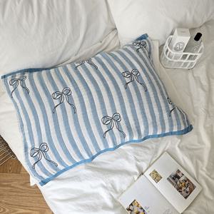 블루 리본의 속삭임 베개수건 베개덮개 다용도 러너