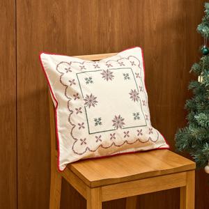 L 크리스마스 크로스자수 눈꽃 쿠션커버 50x50
